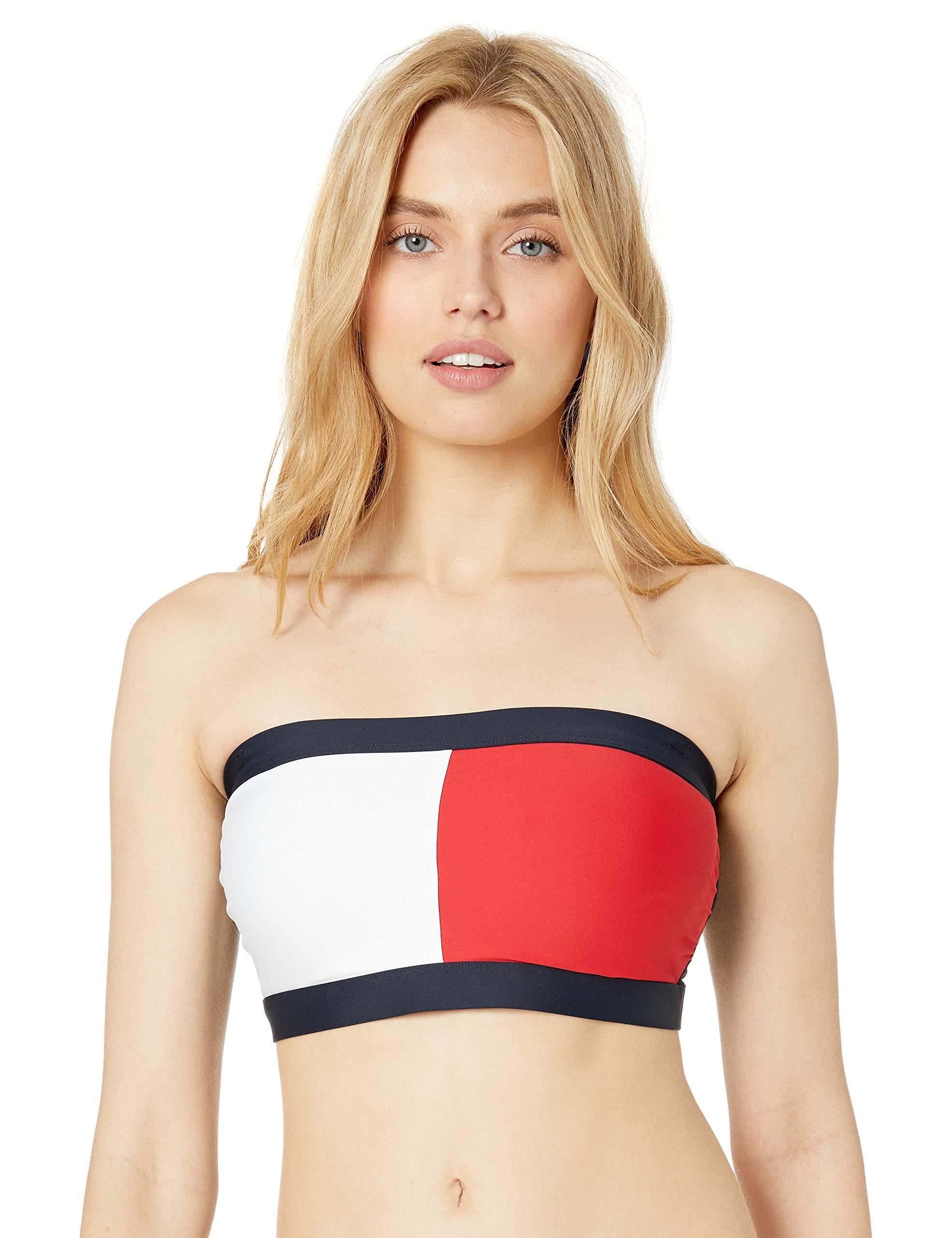 Tommy Hilfiger Solid Logo Bandeau Top in Red/White/Navy (Red) | Lyst
