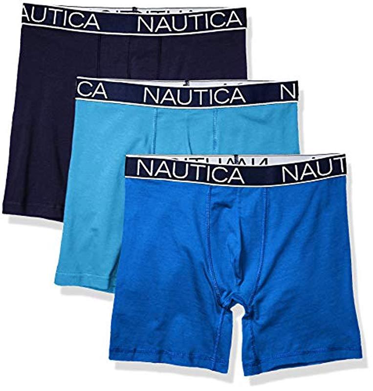 Nautica 3-pack Classic Underwear Cotton Stretch Boxer Brief in Blue for ...