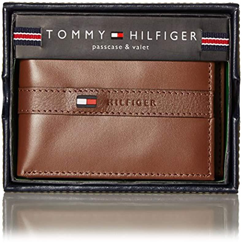 tommy hilfiger men's thin sleek casual bifold wallet with 6 credit card pockets and removable id window