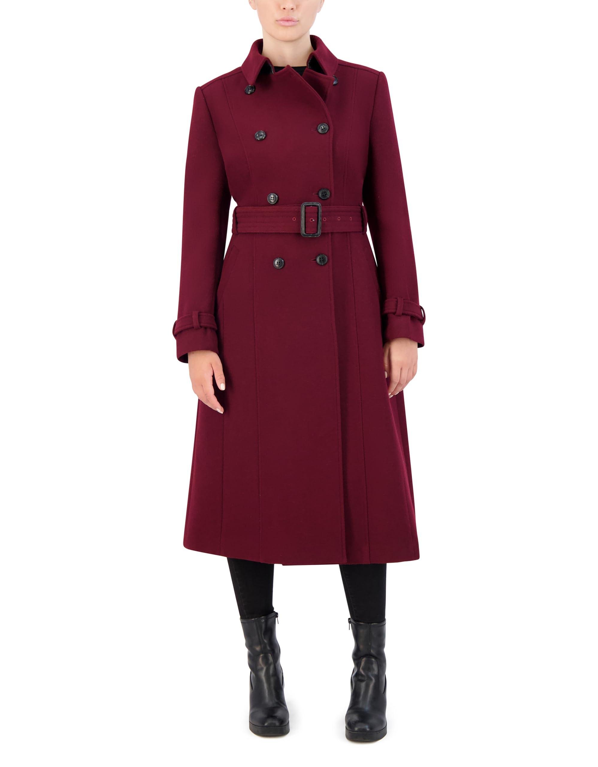 Cole Haan Flared Trench Slick Wool Coat Lyst
