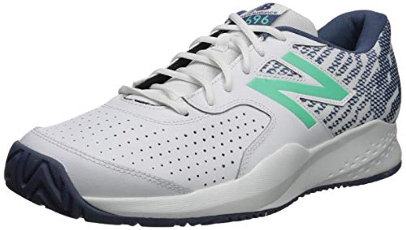 New Balance 696v3 Hard Court Tennis Shoe, White/emerald, 1.5 D Us for