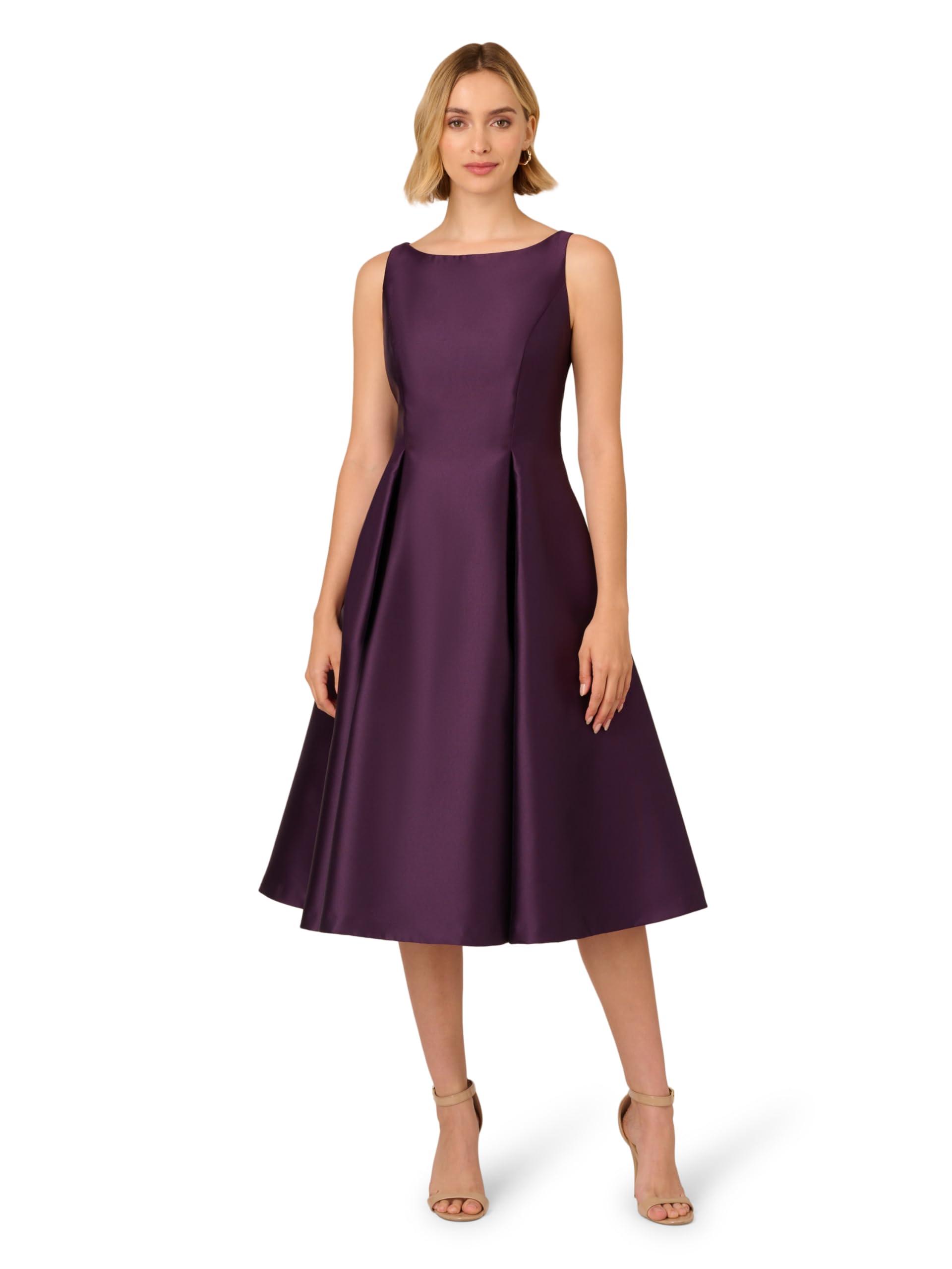 Adrianna Papell Sleeveless Tea Length Dress in Purple | Lyst