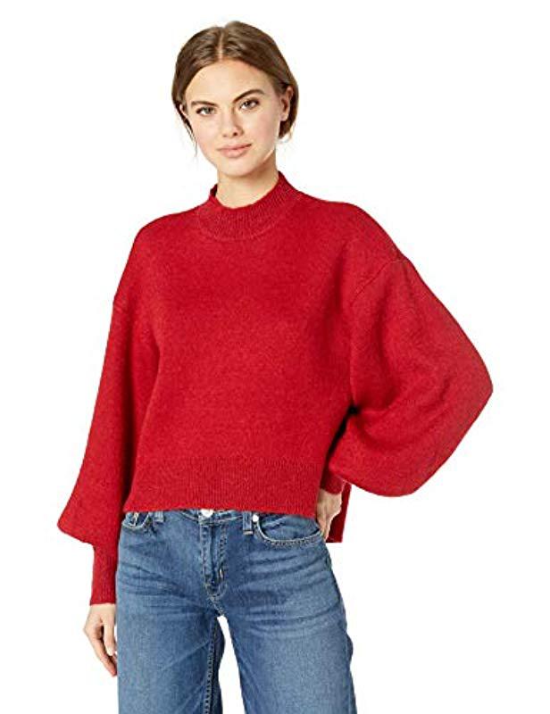 mock neck red top