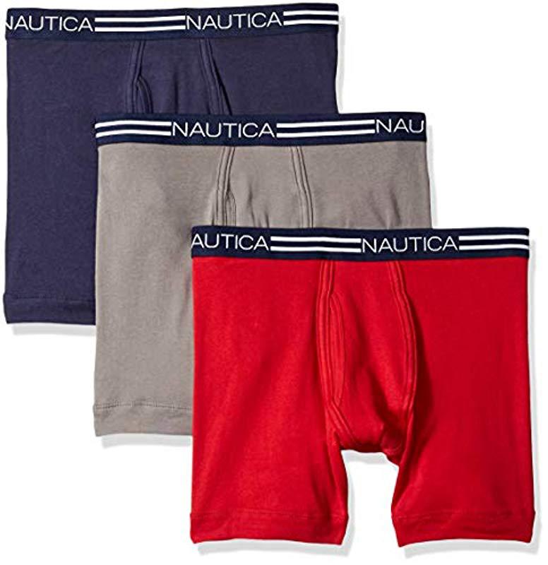 Nautica Classic Cotton Boxer Brief Multipack in Red for Men - Lyst