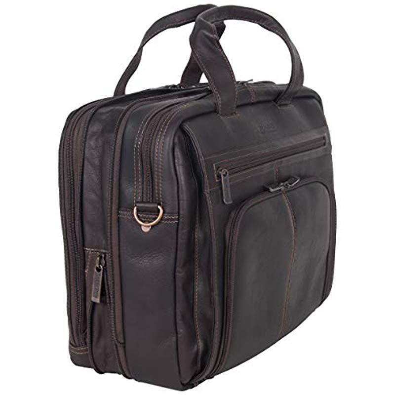 Cole Reaction Columbian Leather Expandable Briefcase in Brown