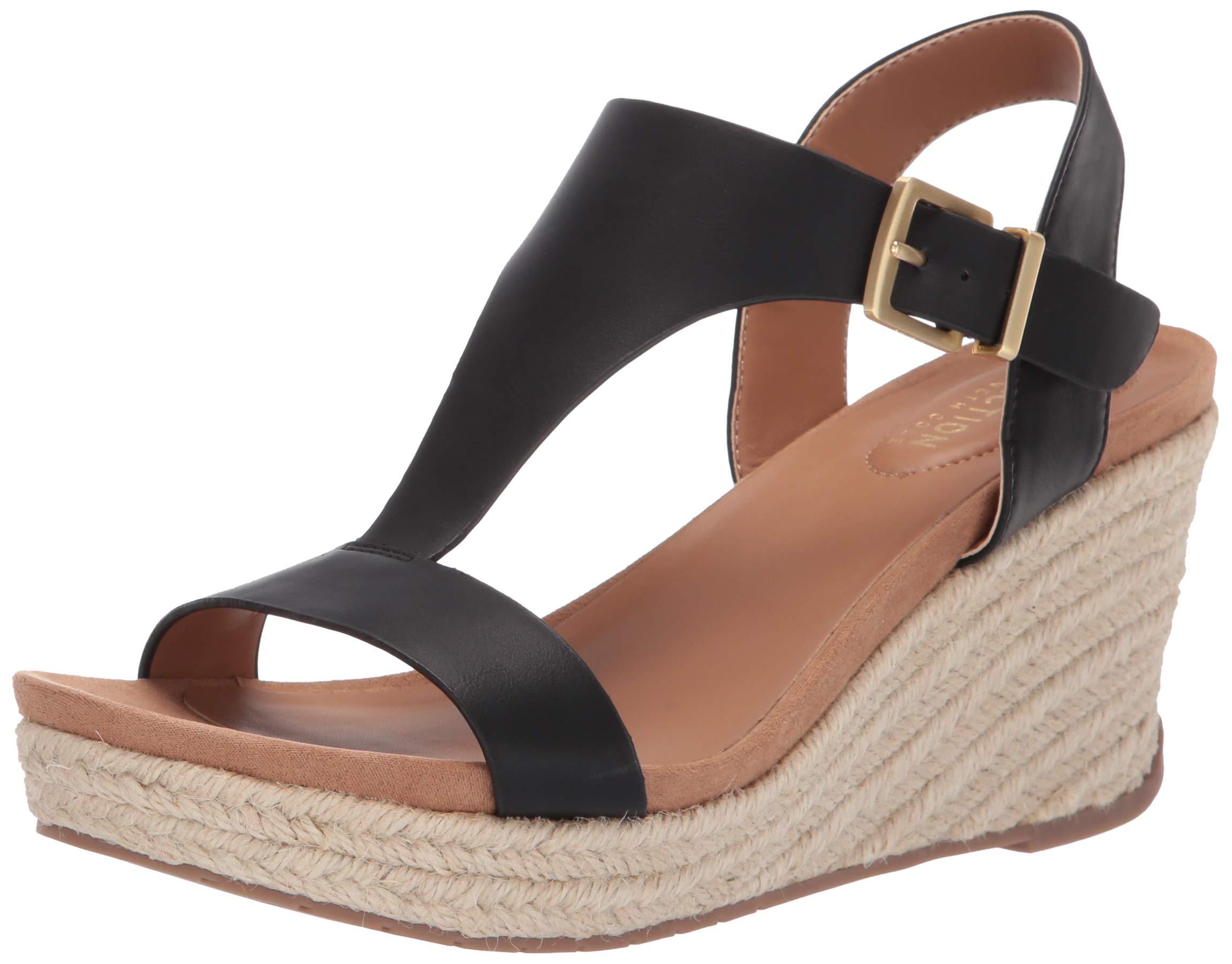Kenneth Cole Reaction Womens T-strap Wedge Sandal in Black - Save 13% ...