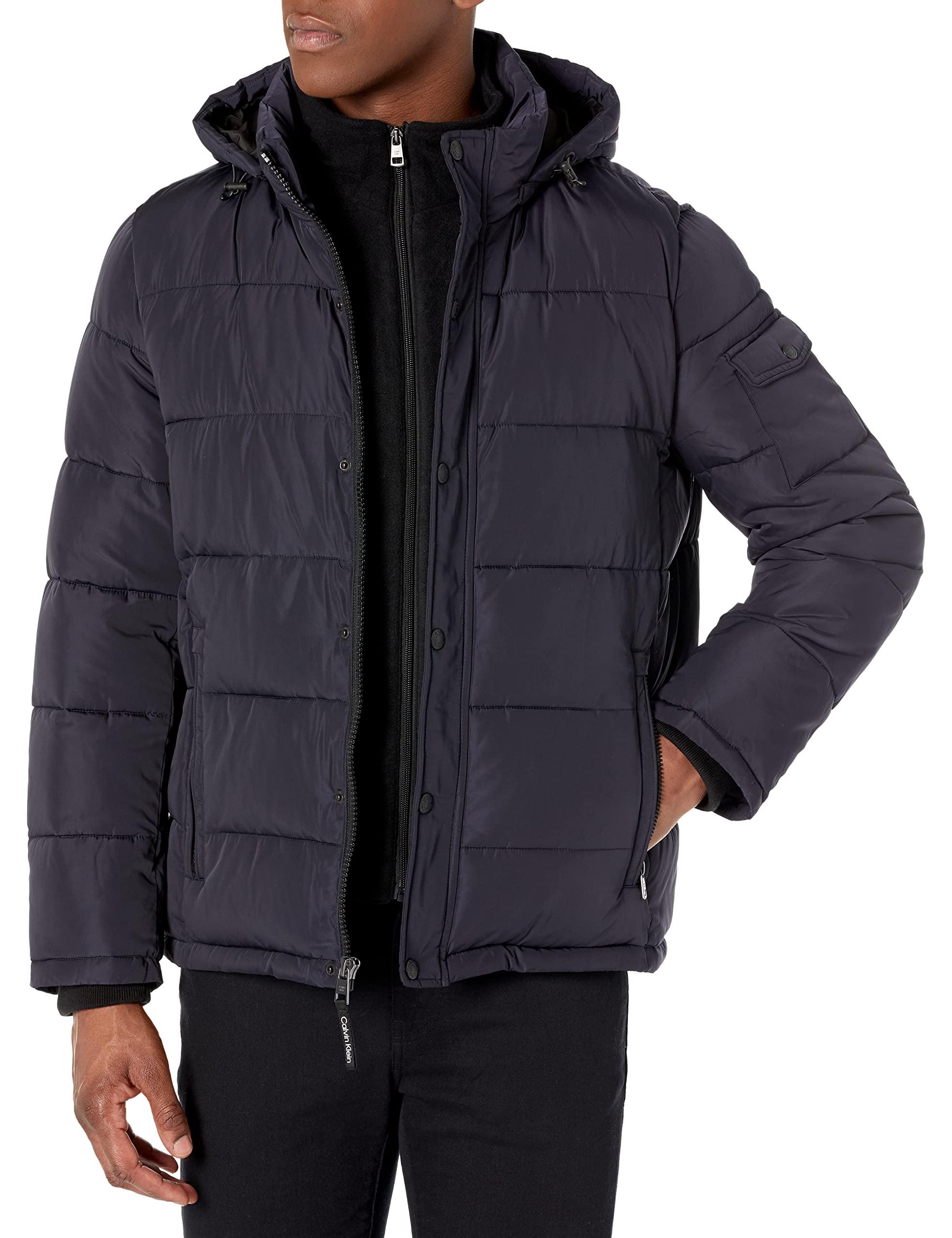 Calvin Klein Core Puffer With Polar Fleece Bib Jacket in Blue for Men ...
