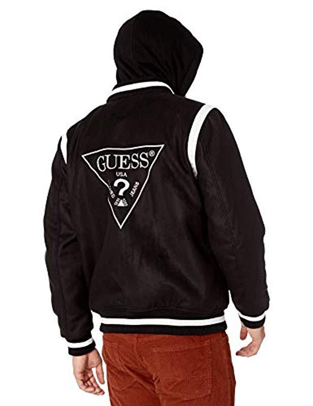 Guess Varsity With Hood in Black for Men | Lyst