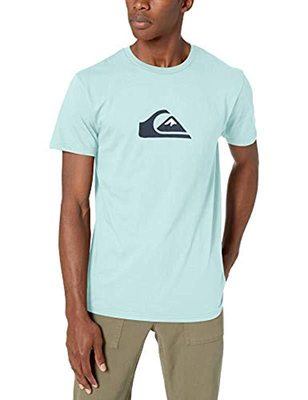 Pastel Turquoise QUIKSILVER Mens COMP Logo TEE L