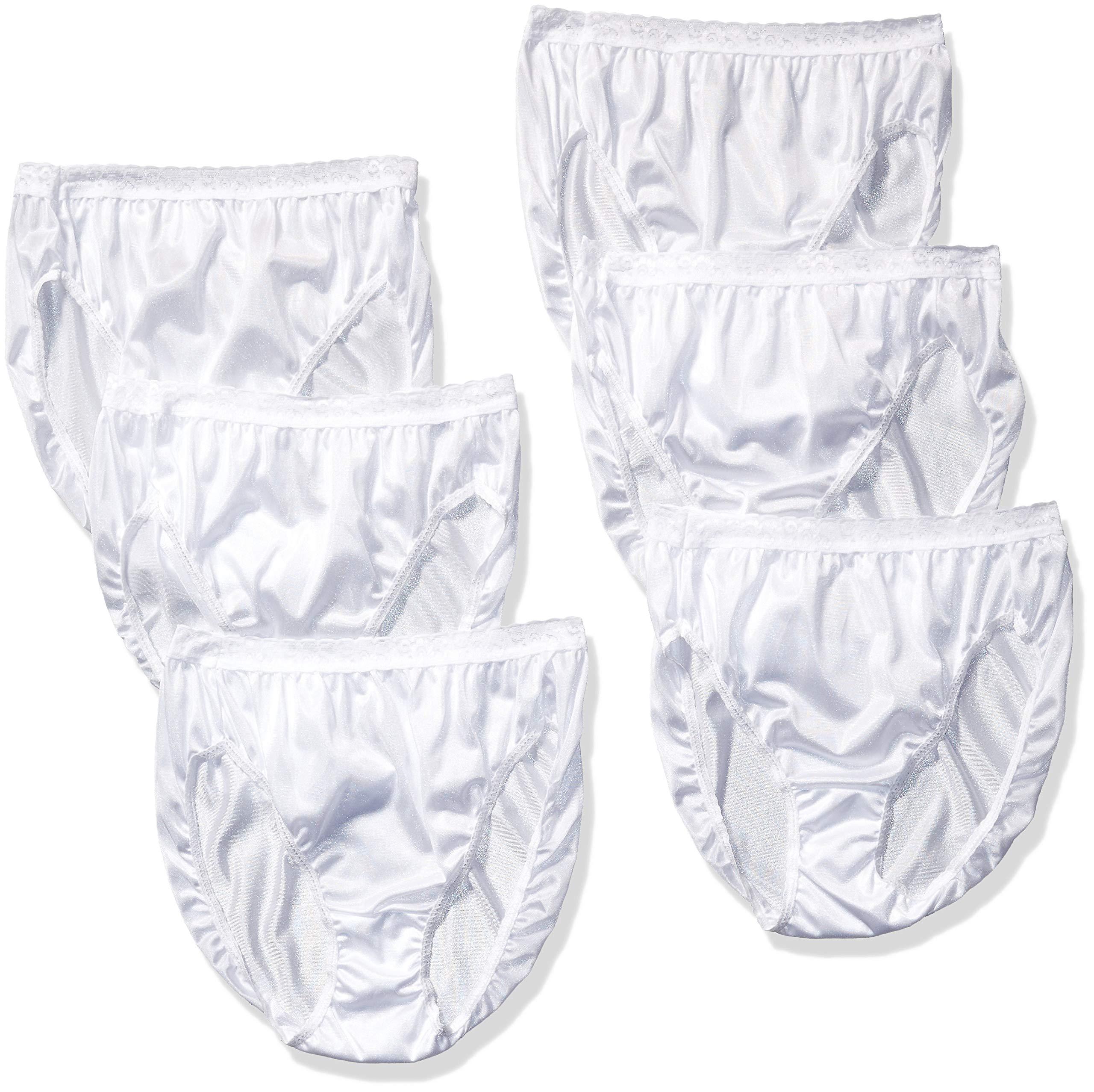 thumbnail image 2 of Inspire Chic Women's Hi-Cut Satin High Waisted Lace Trimmed Tummy Control Underpants Briefs 2 Packs 2 Grey X-Large 2 of 12