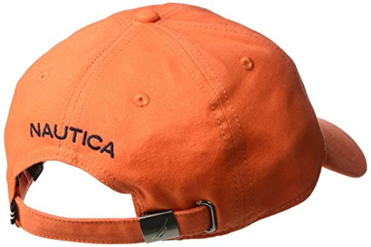 Nautica Classic Logo Adjustable Baseball Cap Hat in Orange for Men | Lyst