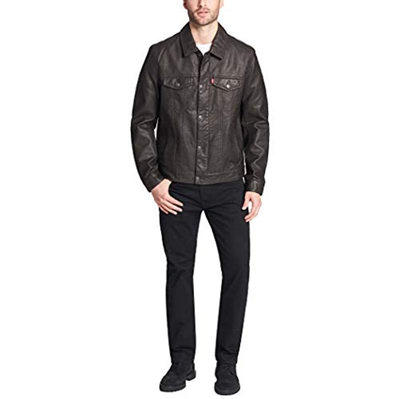 levi's men's smooth lamb touch faux leather classic trucker jacket