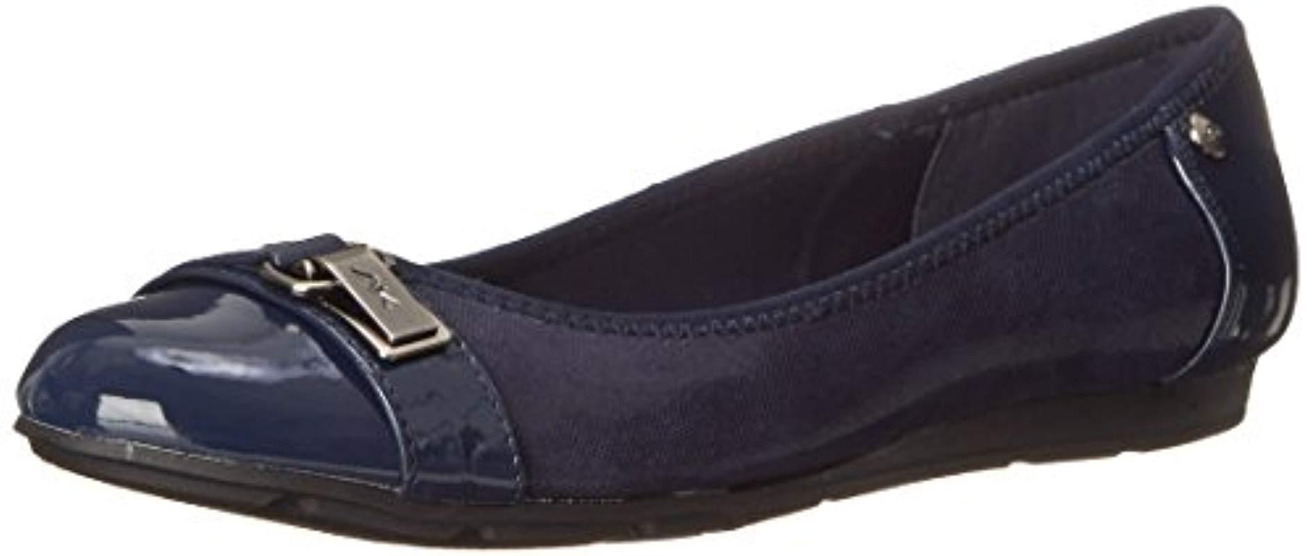 Anne Klein Able Ballet Flat Shoe Wide Width in Blue Save