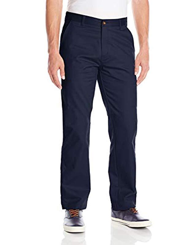 Izod Cotton Uniform Young Classic Fit Flat Front Twill Pant in Navy ...