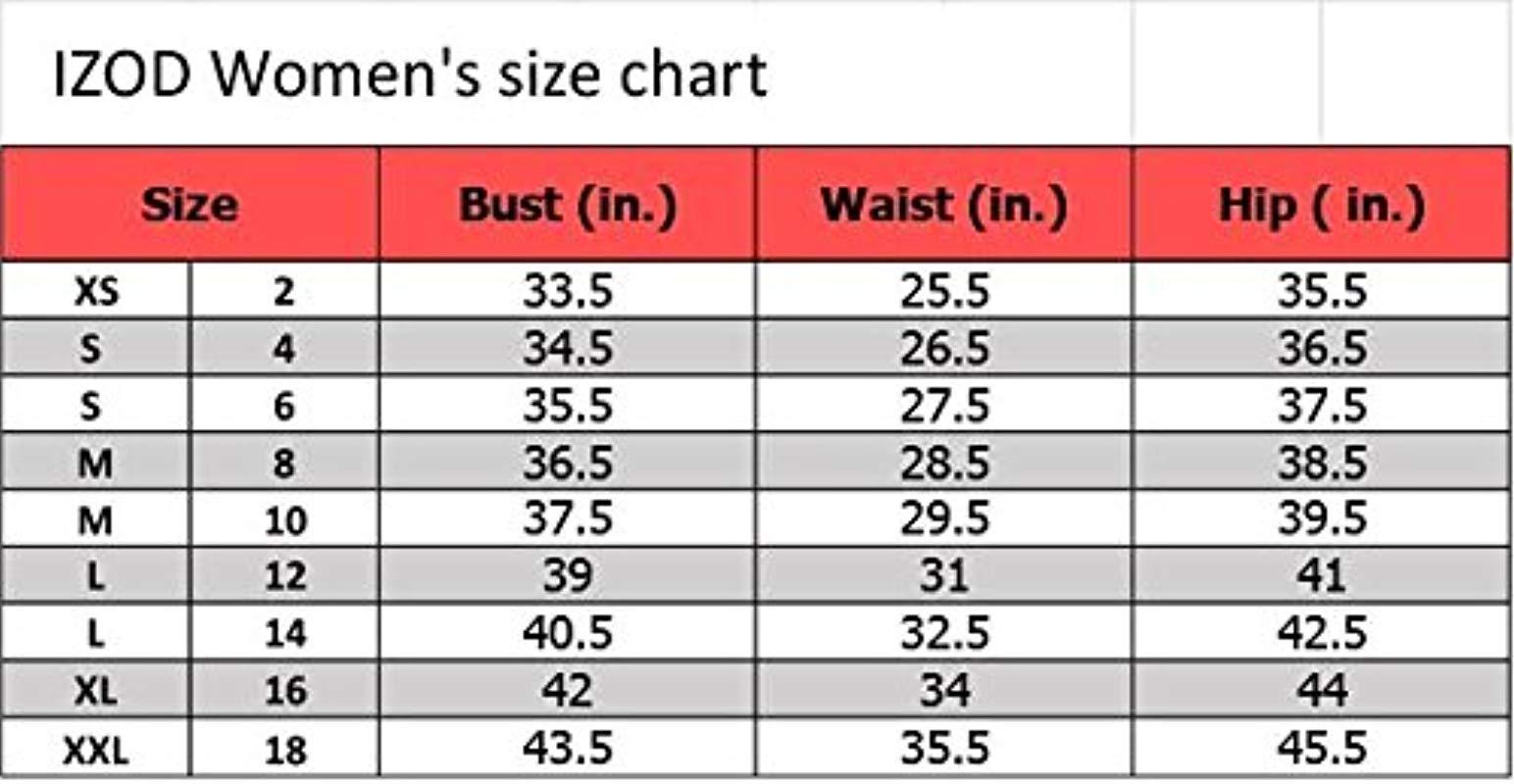 Izod Pajama Pants Size Chart