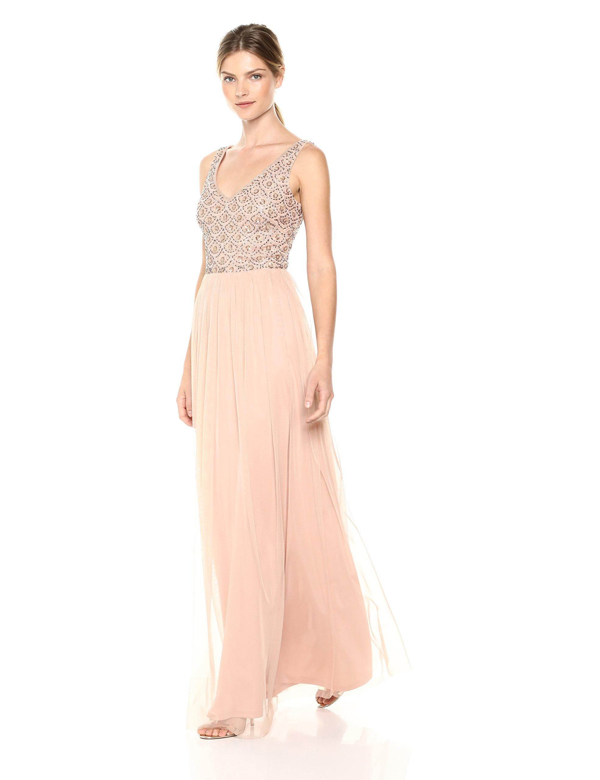 adrianna papell beaded tulle gown