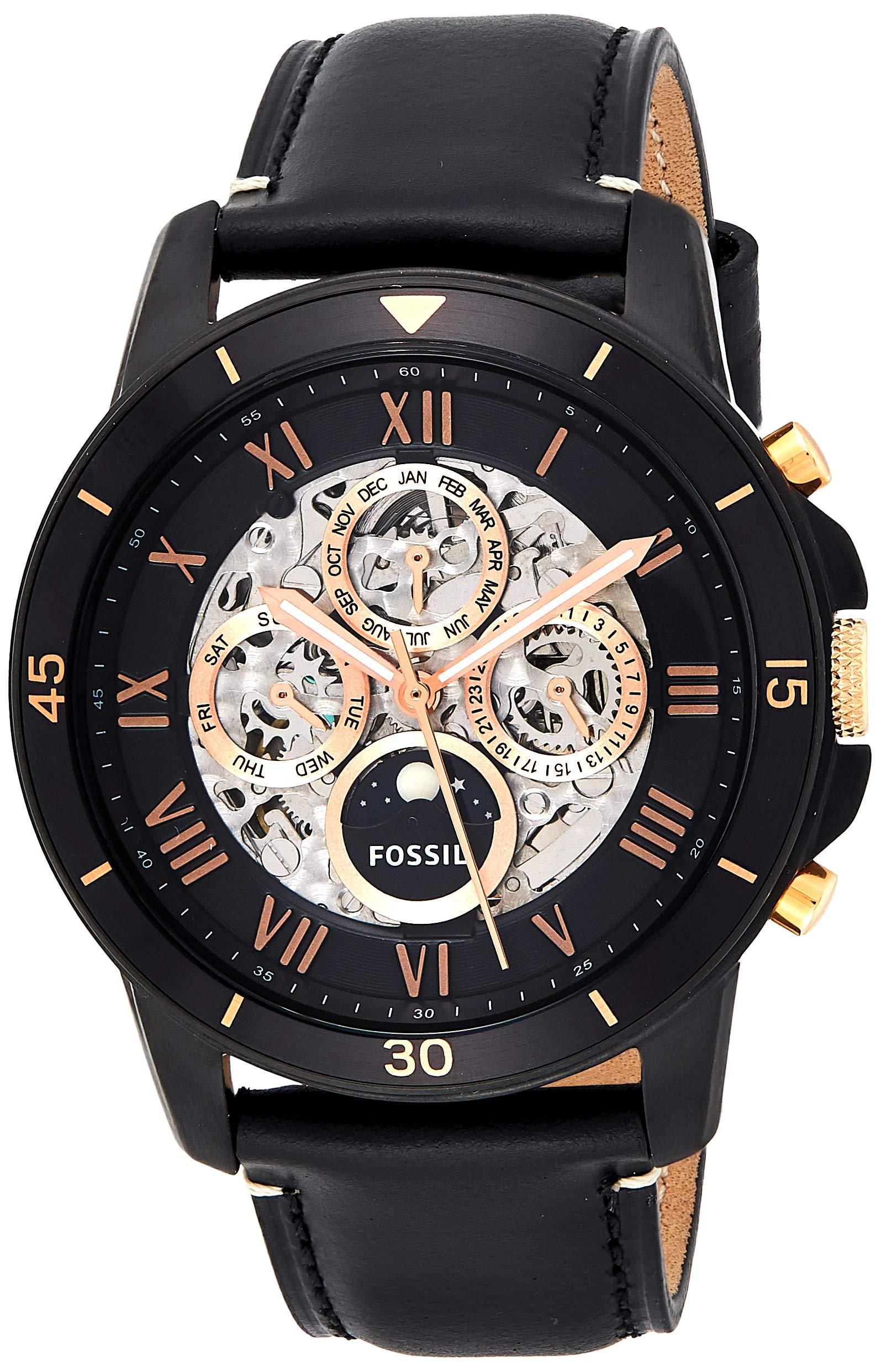 Fossil Me3138 Grant Sport Automatic Black Leather Watch for Men - Lyst