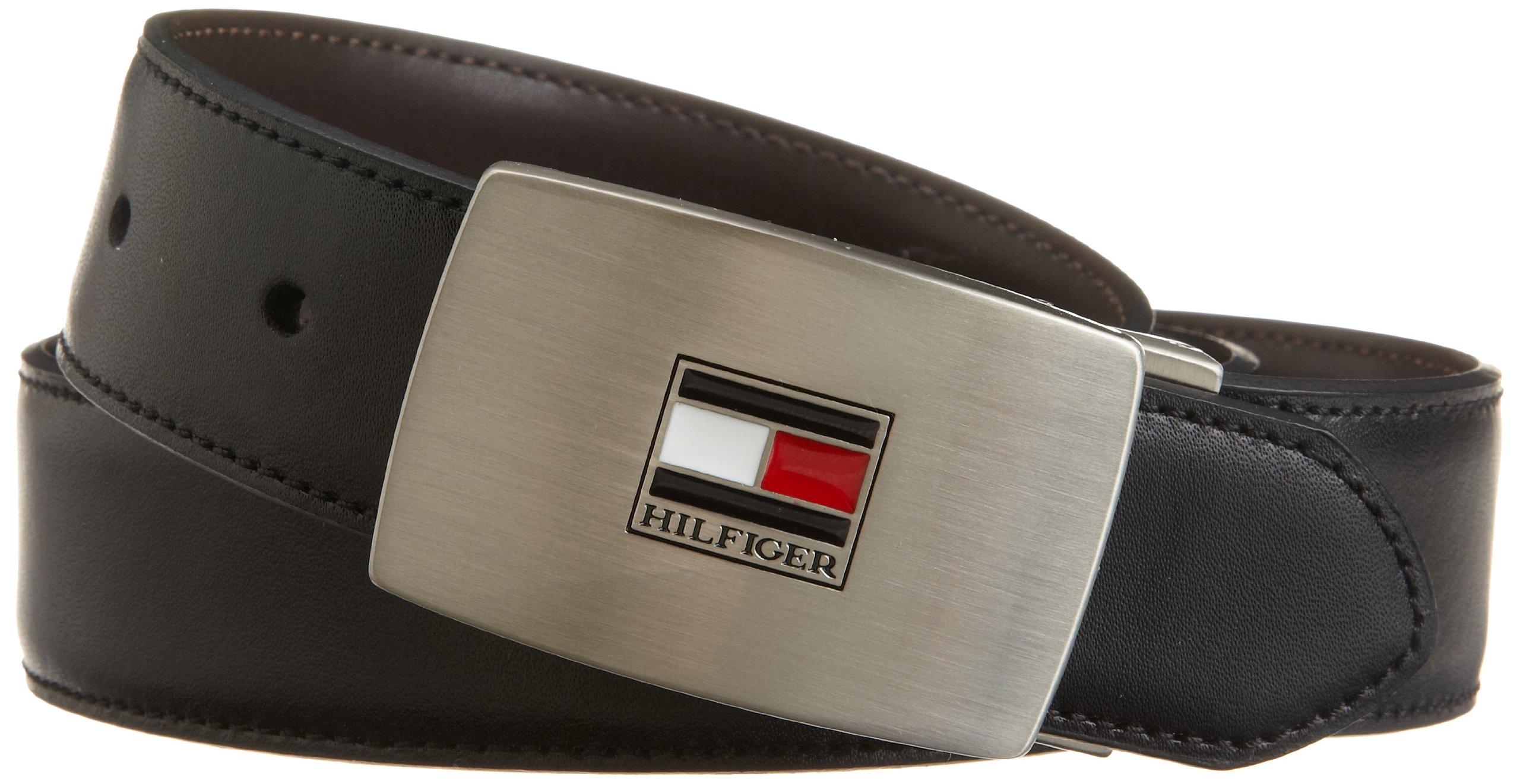 Tommy Hilfiger Leather Belts for Men with 2 Adjustable Buckles and Reversible