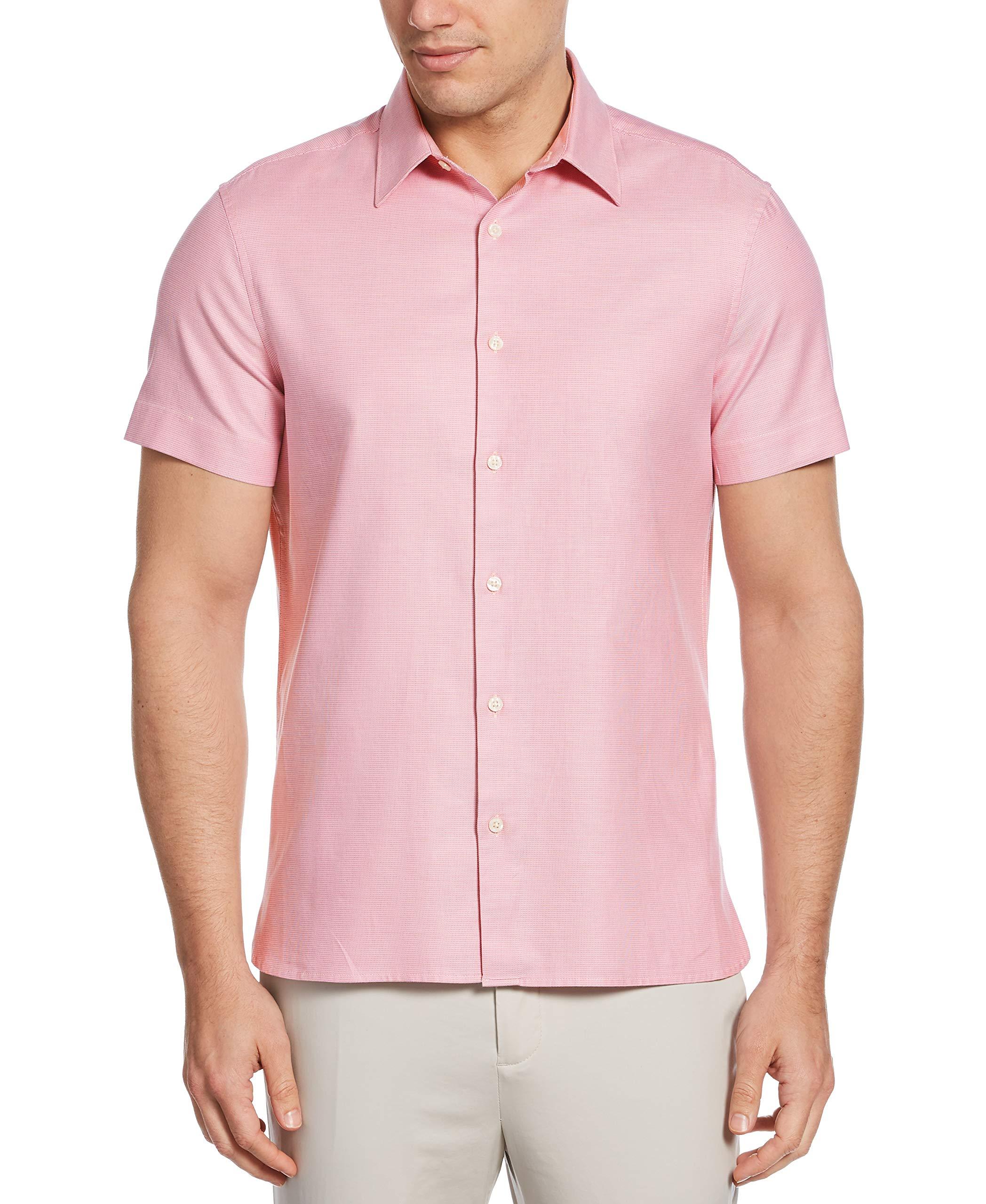 Perry Ellis Solid Textured Short Sleeve Button-down Shirt in Pink for ...