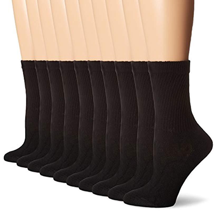 Hanes Cotton S Cushioned Crew Athletic Socks 10pack (683/10) in Black