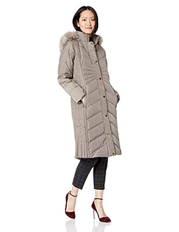 anne klein down coat with faux fur