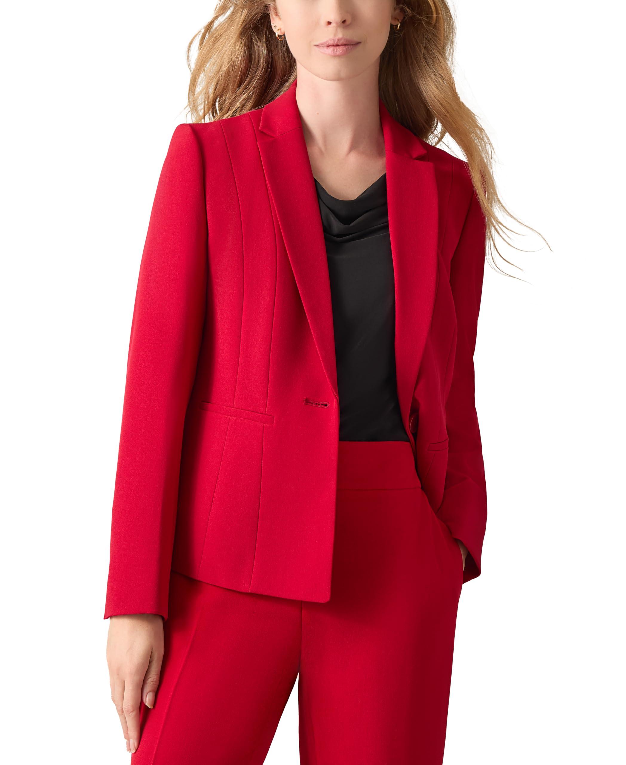 Kasper Petite Stretch Crepe One Button Blazer in Red Lyst