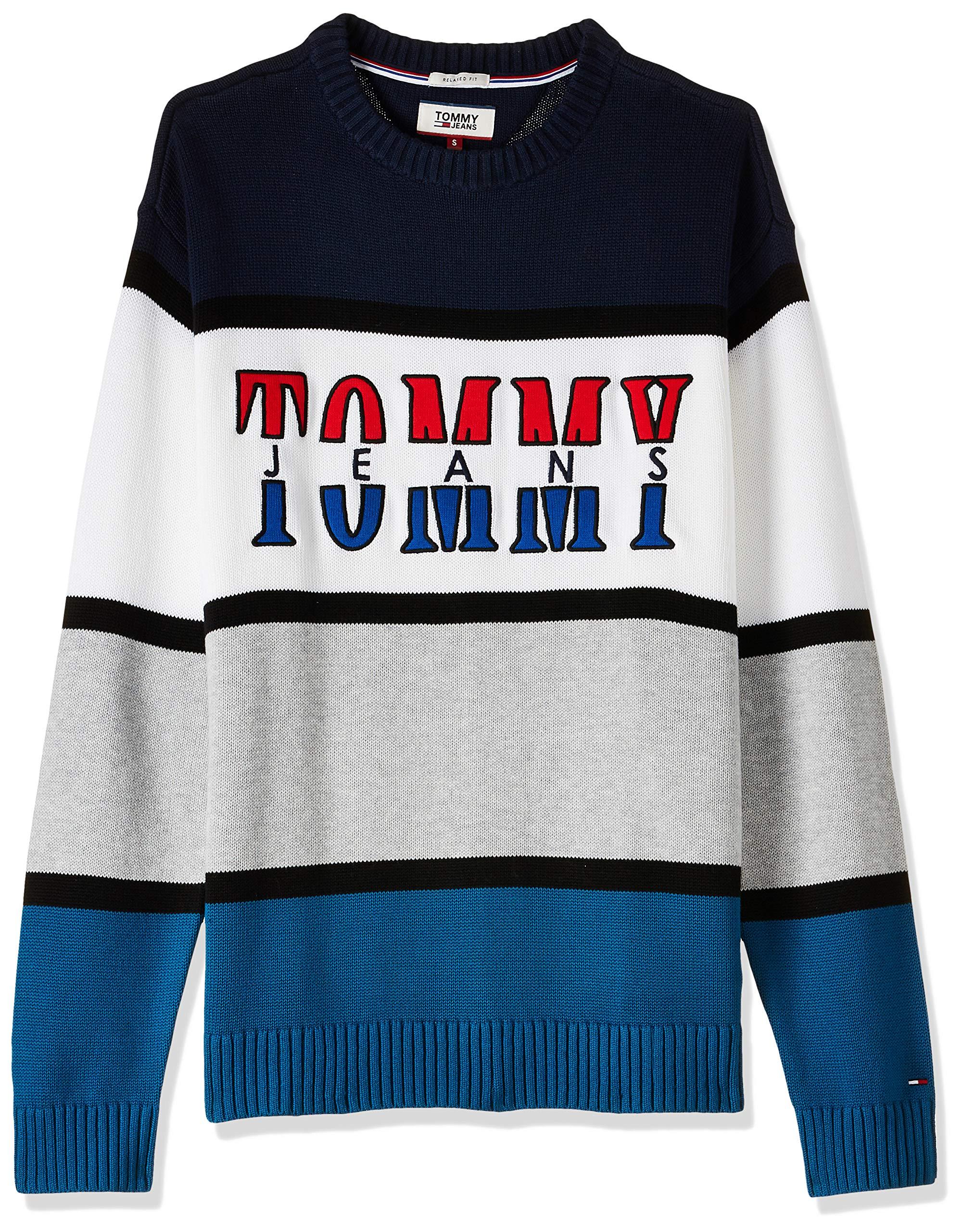 Tommy Hilfiger Denim Tommy Jeans Retro Colourblock Sweater in Blue 