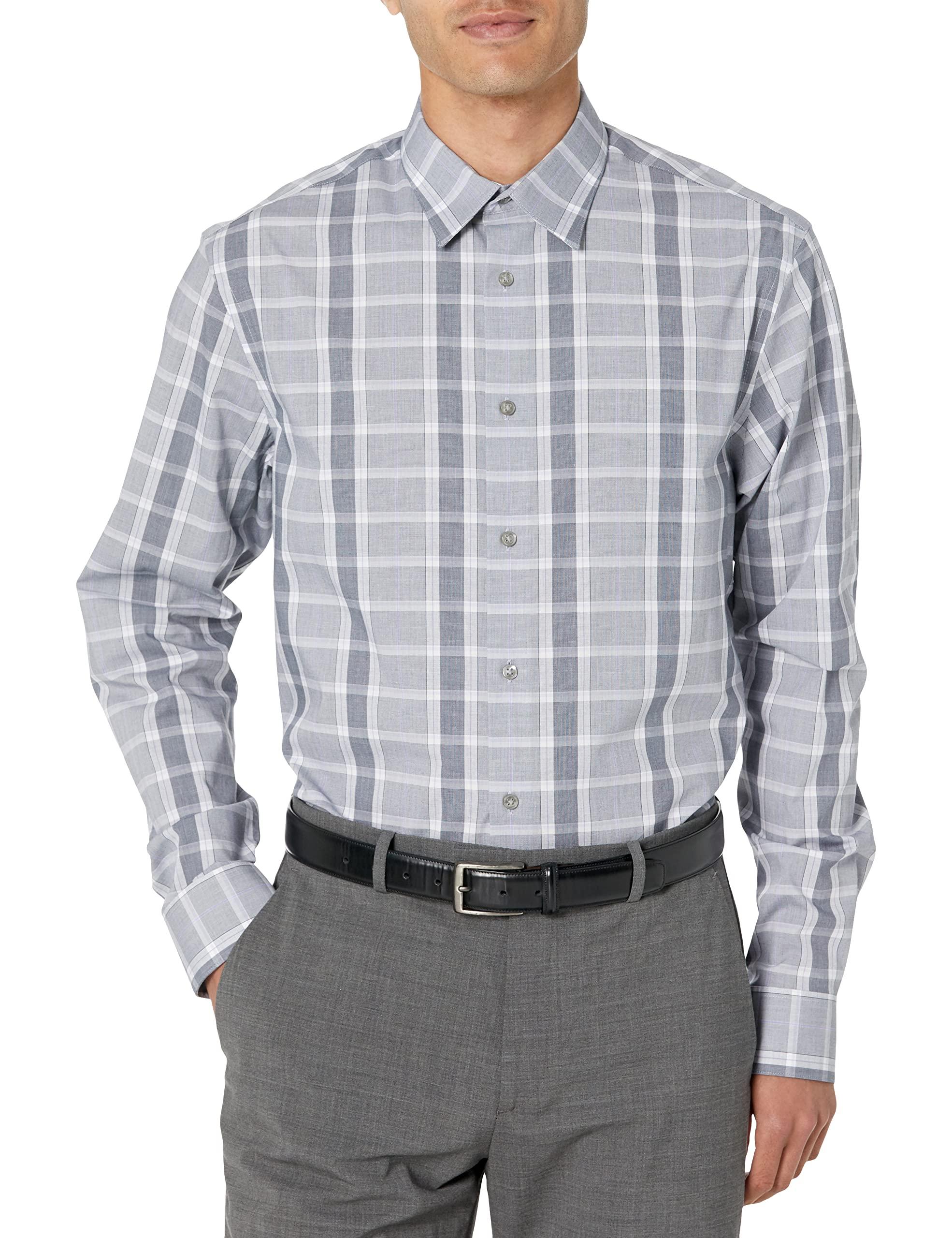 Calvin Klein Dress Shirts Non Iron Stretch Regular Fit Check in Gray for Men  | Lyst