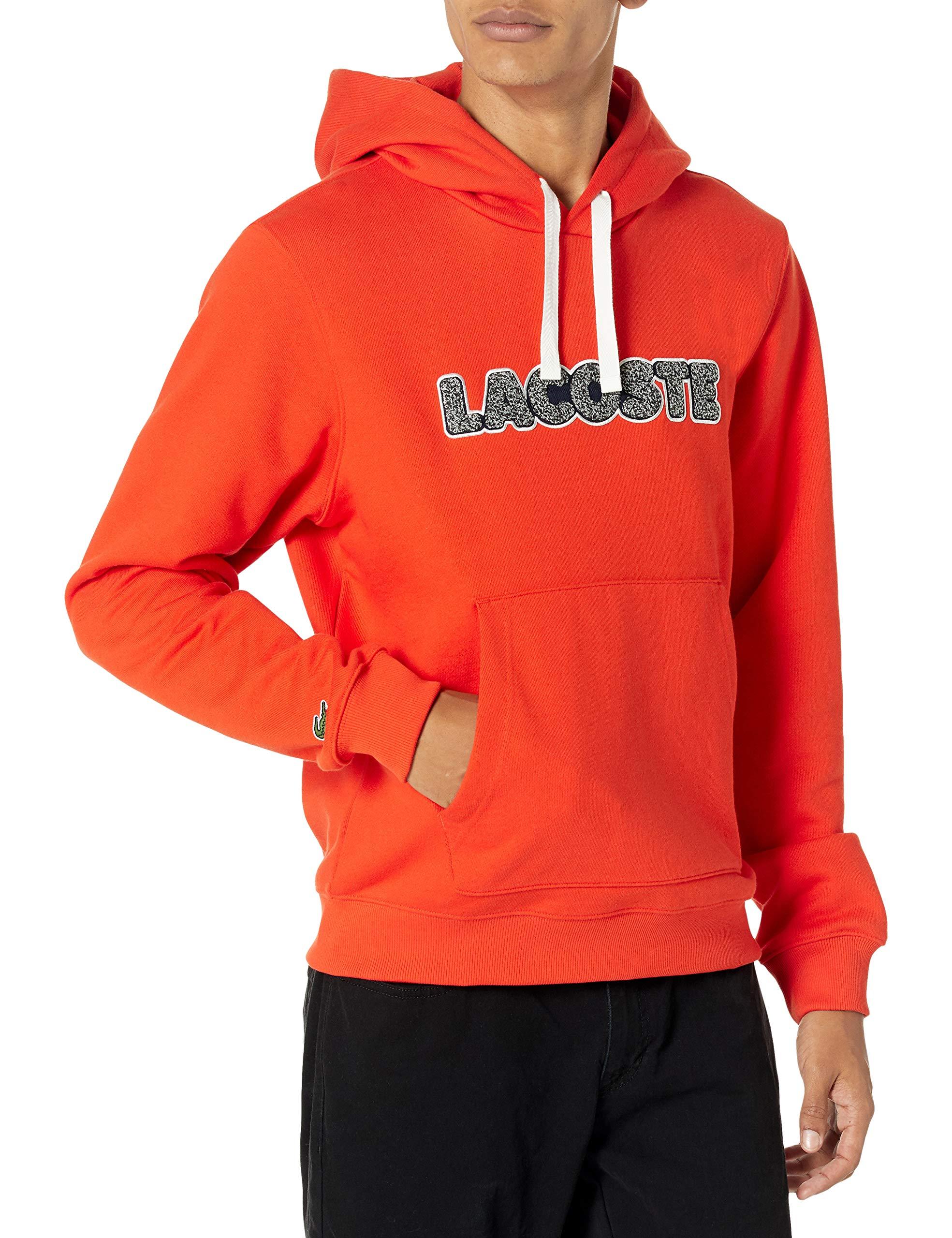 Lacoste Cotton Mens Chenille Graphic Hoodie Sweatshirt in Red for Men | Lyst