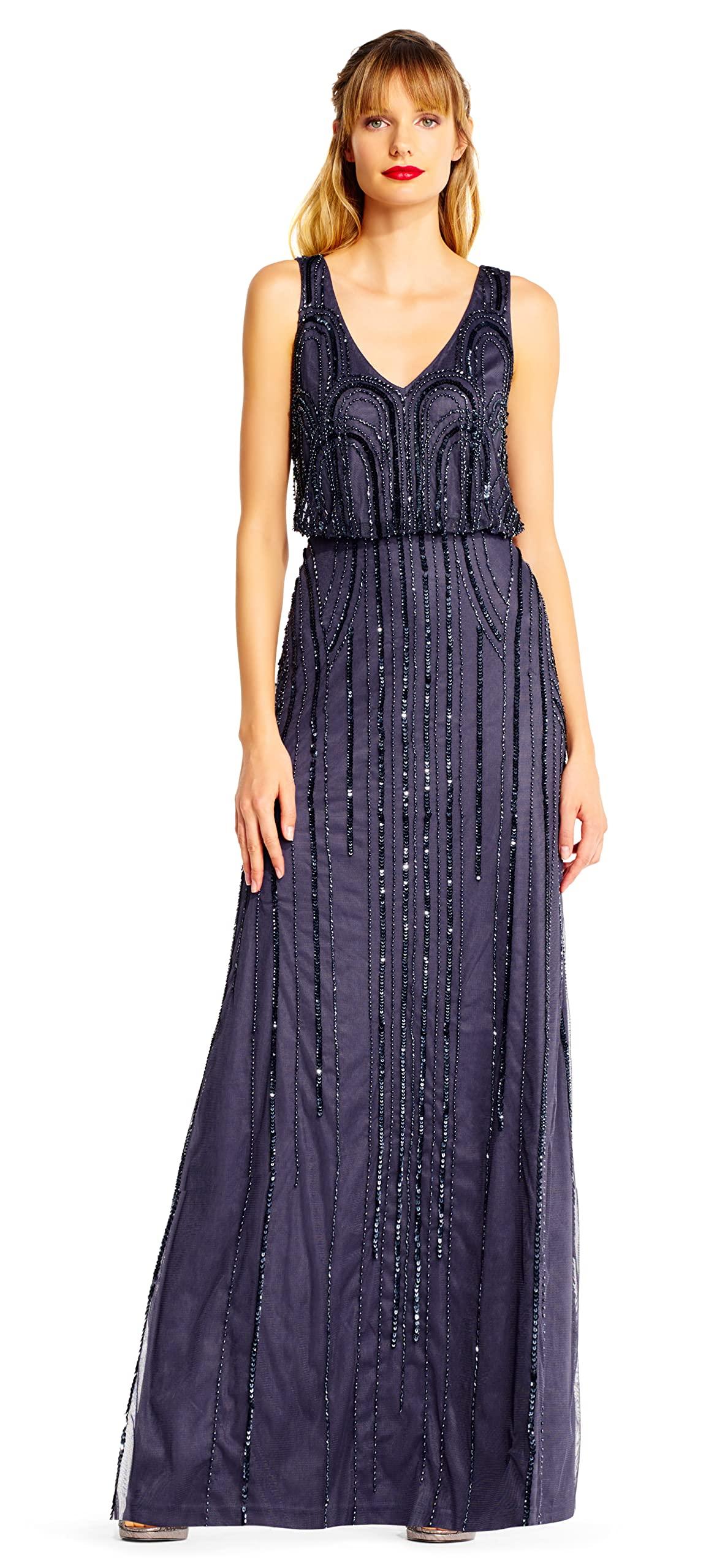 Adrianna Papell Beaded V-neck Blouson Gown - Save 68% - Lyst