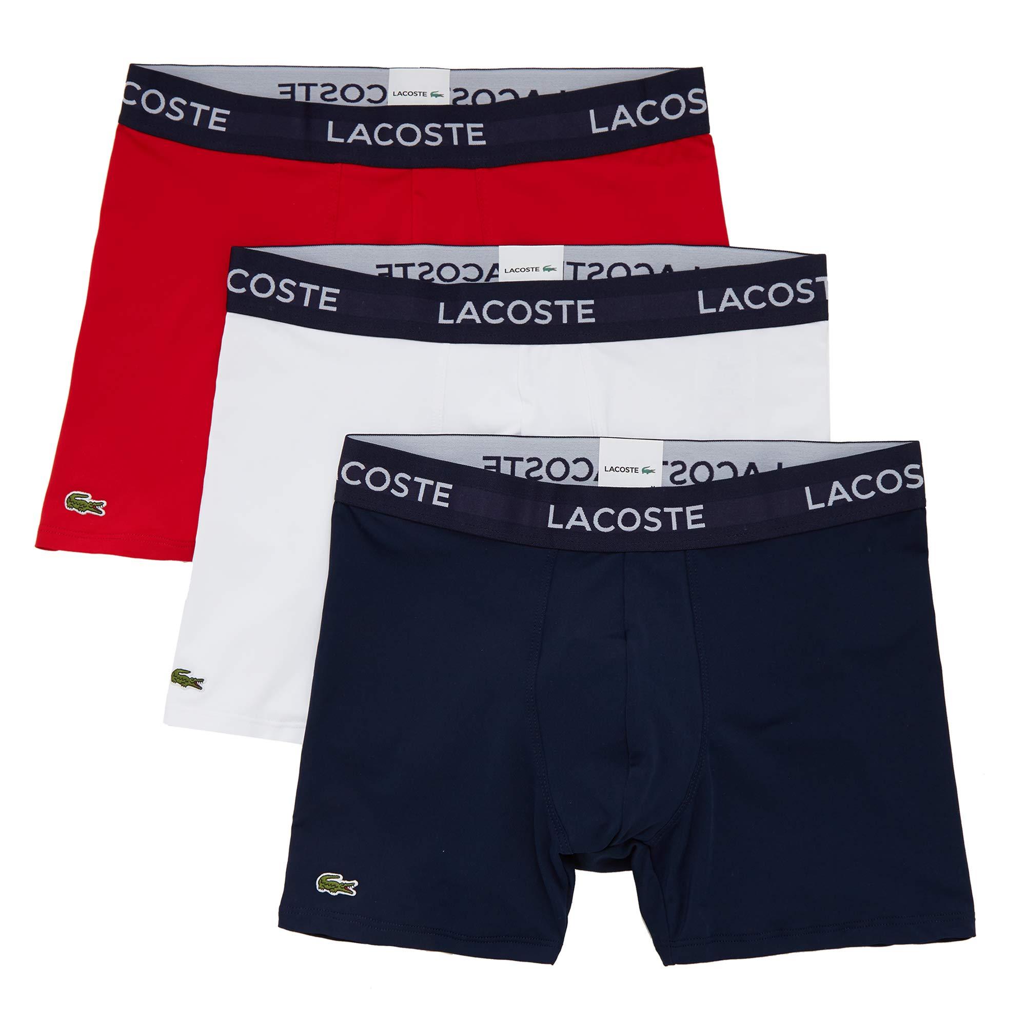 Lacoste Motion Classic 3 Pack Microfiber Boxer Briefs in Navy Blue ...
