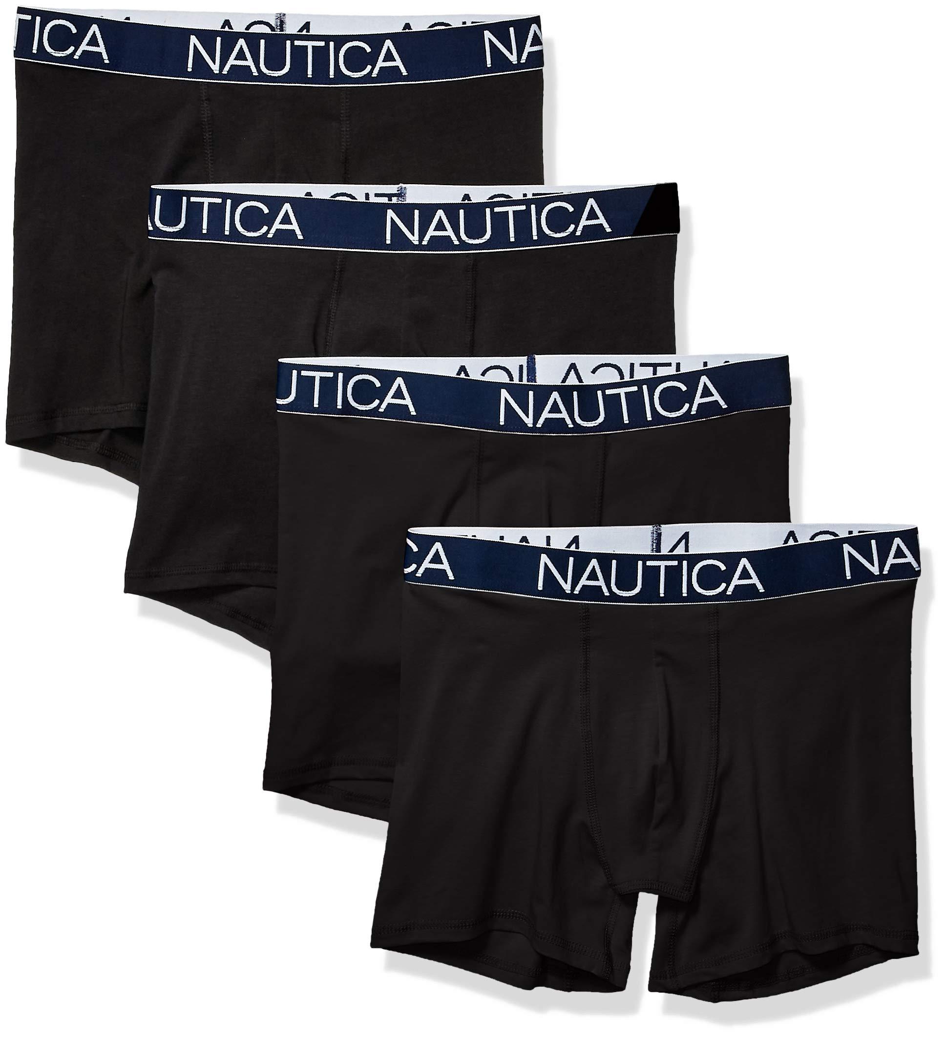 Nautica Herren Boxershorts Baumwolle 4er Pack – Klassisch, Superweich, Atmungsaktiv, Mit Knopfleiste & Logo