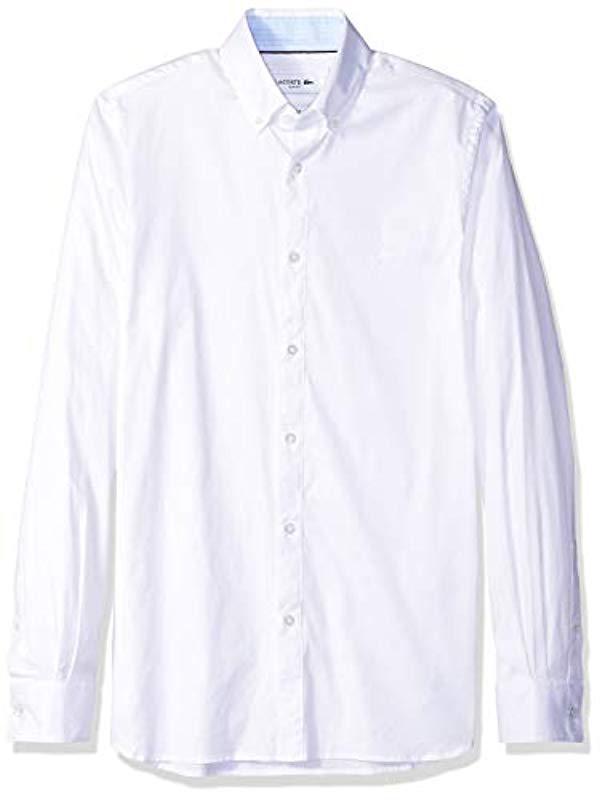 lacoste slim fit white shirt
