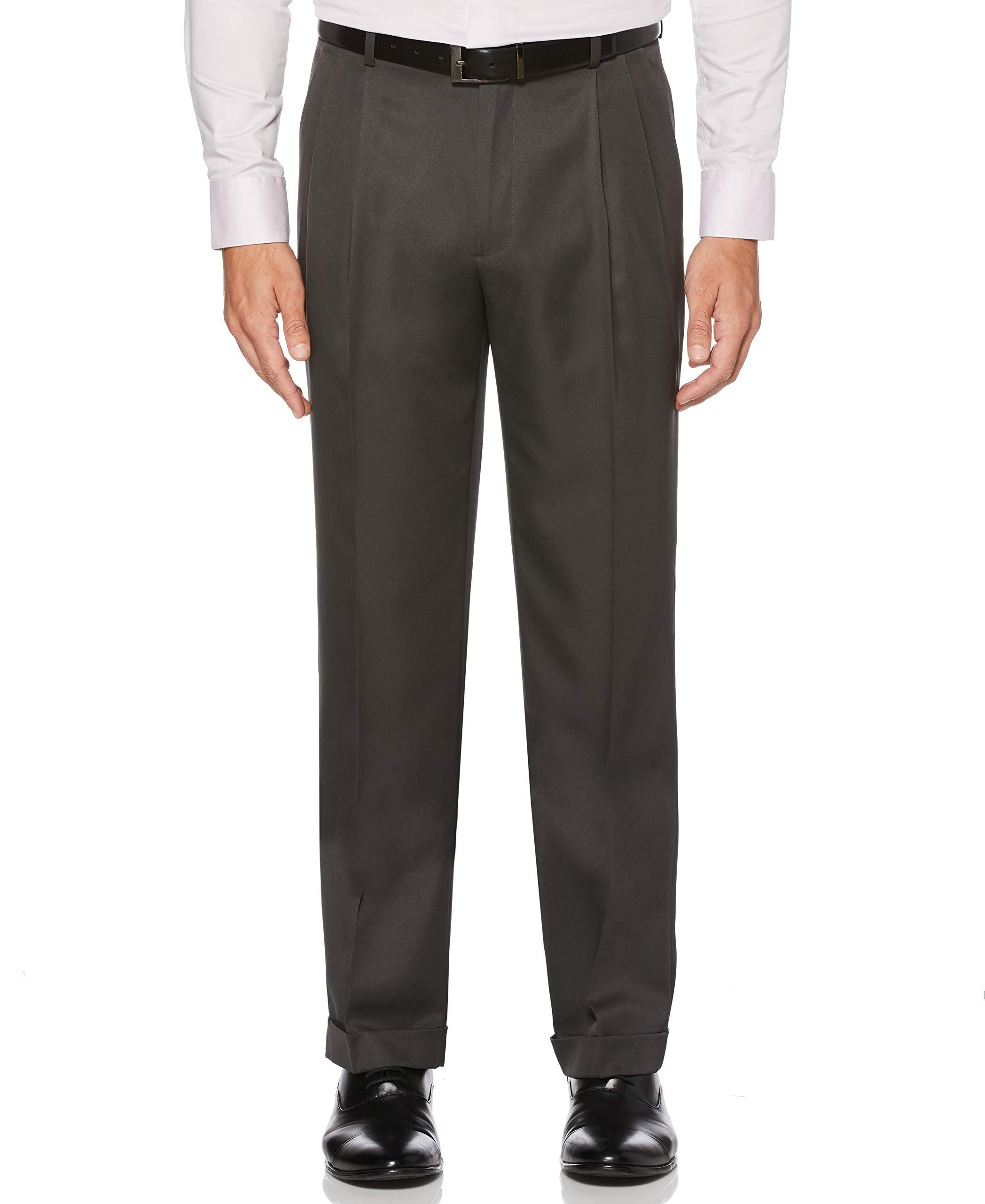 Perry Ellis Classic Fit Elastic Waist Double Pleated Cuffed Pant in