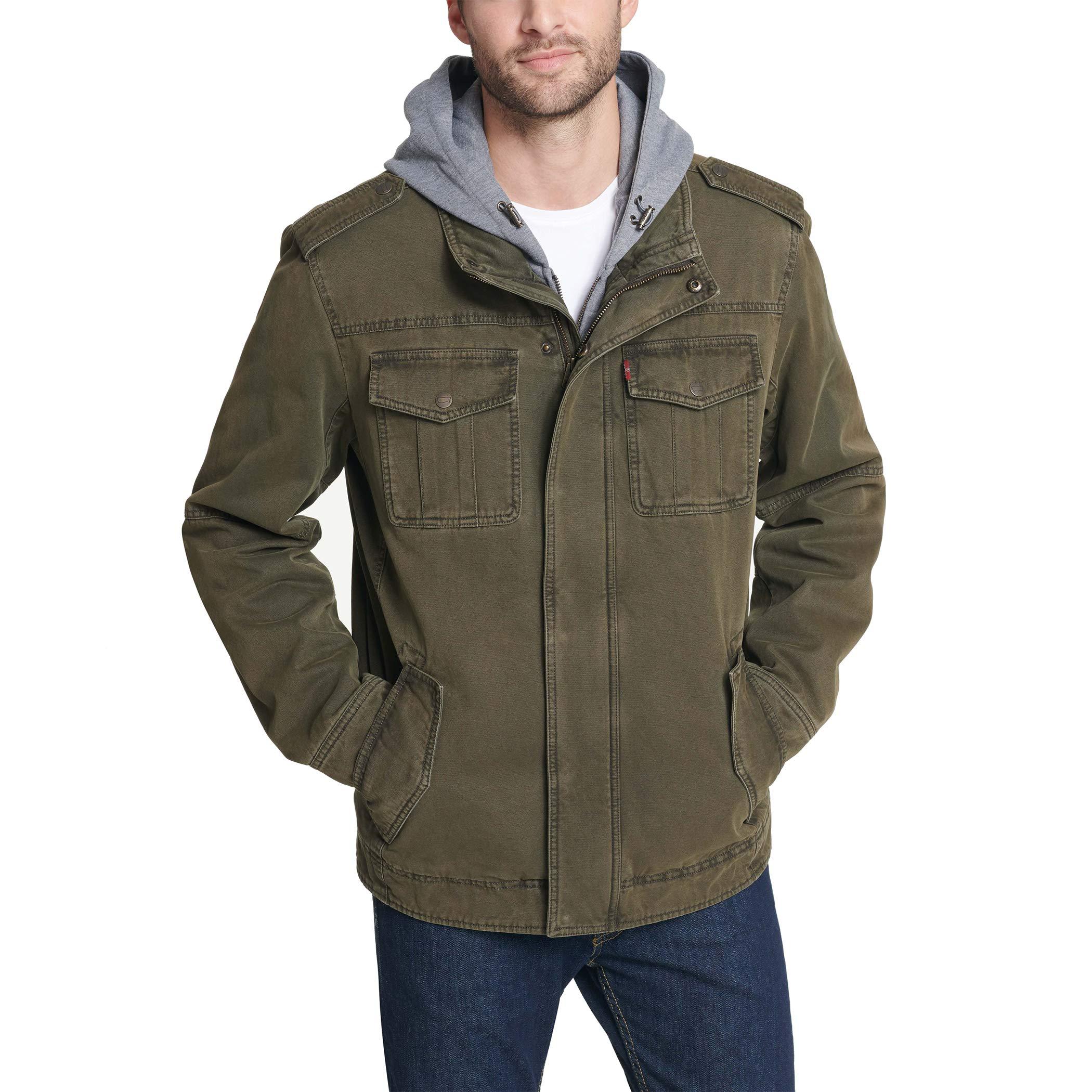 Levi's Washed Cotton Hooded Military Jacket in Olive (Green) for Men ...