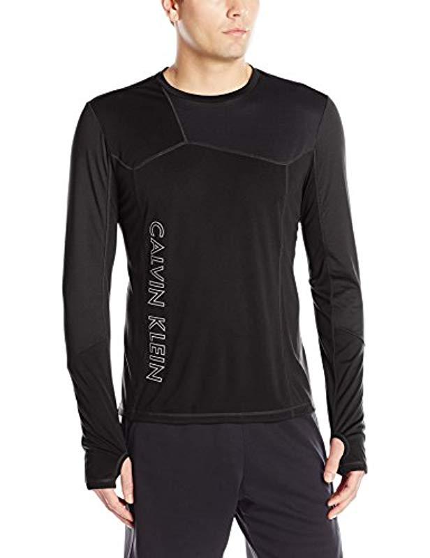 Calvin Klein Long-sleeve Crew Honeycomb Knit Tech Shirt in Gray for Men - Lyst
