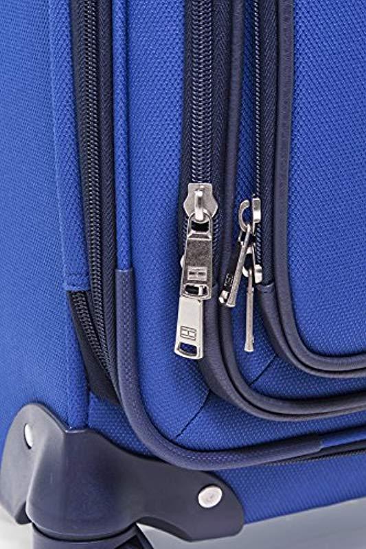 blue Tommy Hilfiger Signature Solid Expandable Spinner Luggage