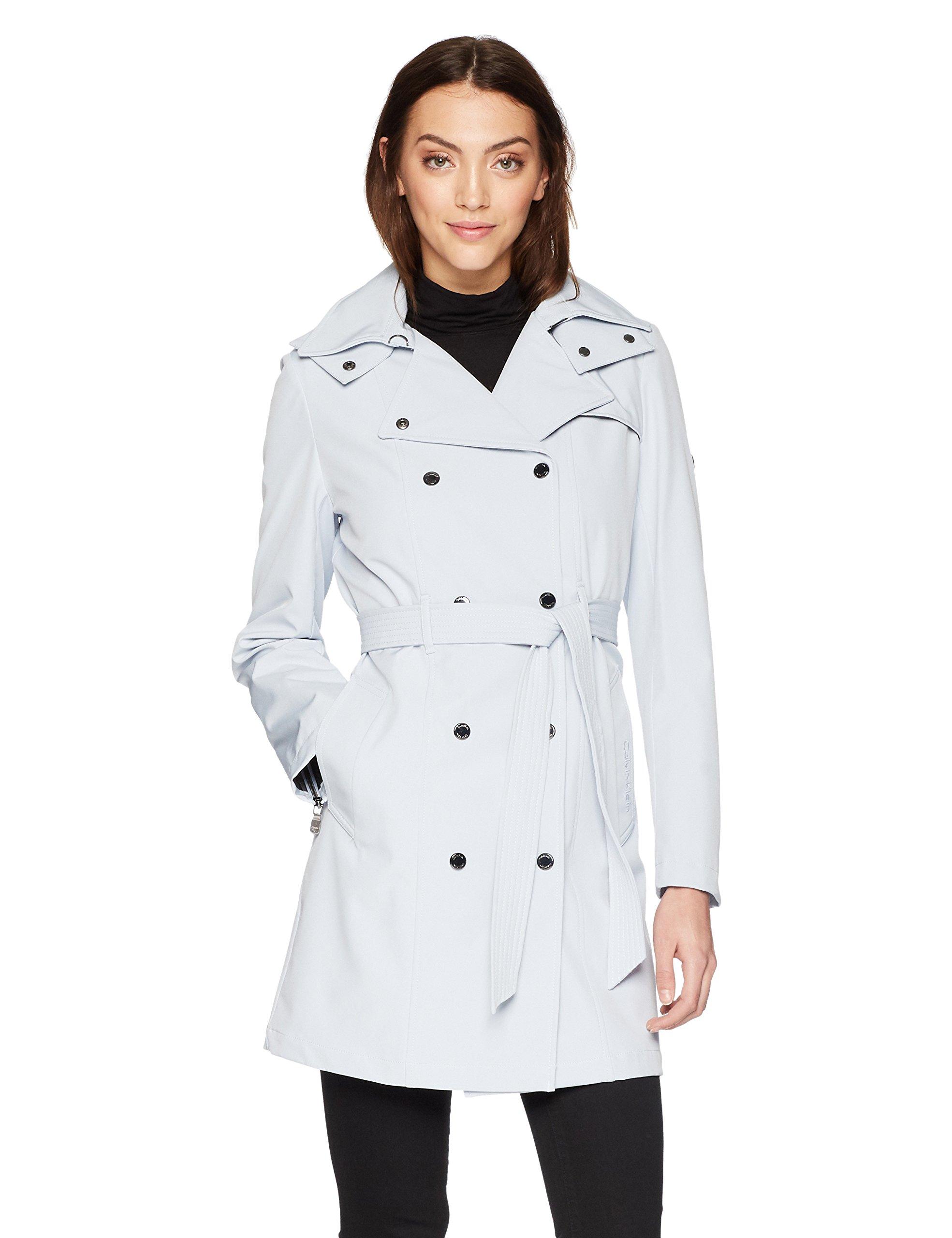 Calvin Klein Double Breasted Belted Rain Jacket With Removable Hood in  Powder Blue (Blue) - Lyst