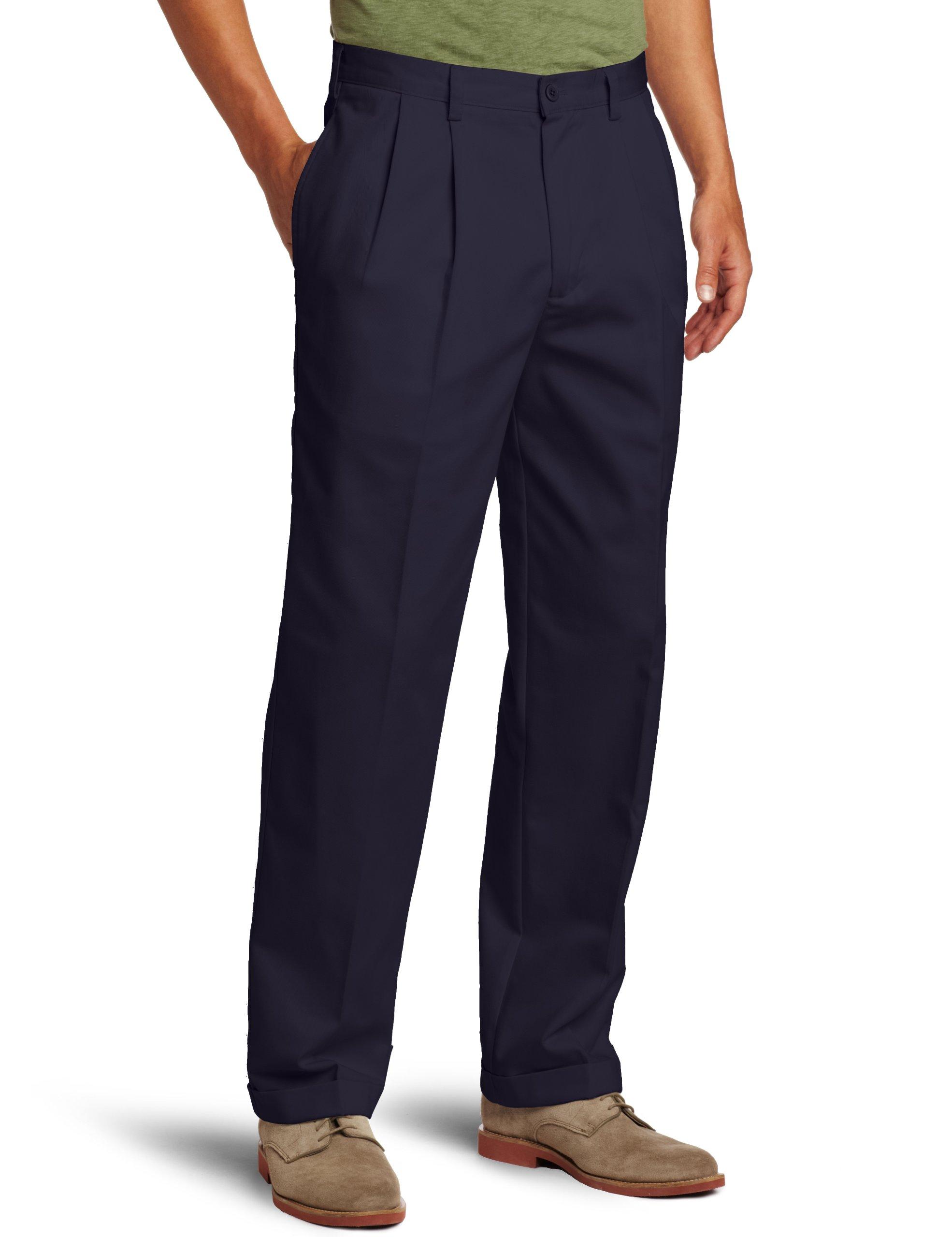 Izod Mens American Chino Double Pleated Casual Pants in Blue for