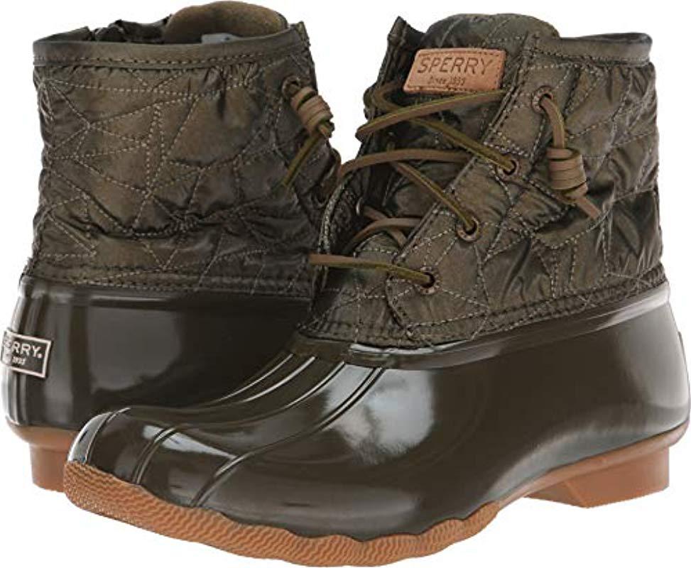 sperry saltwater quilted waterproof matte lace up duck boots
