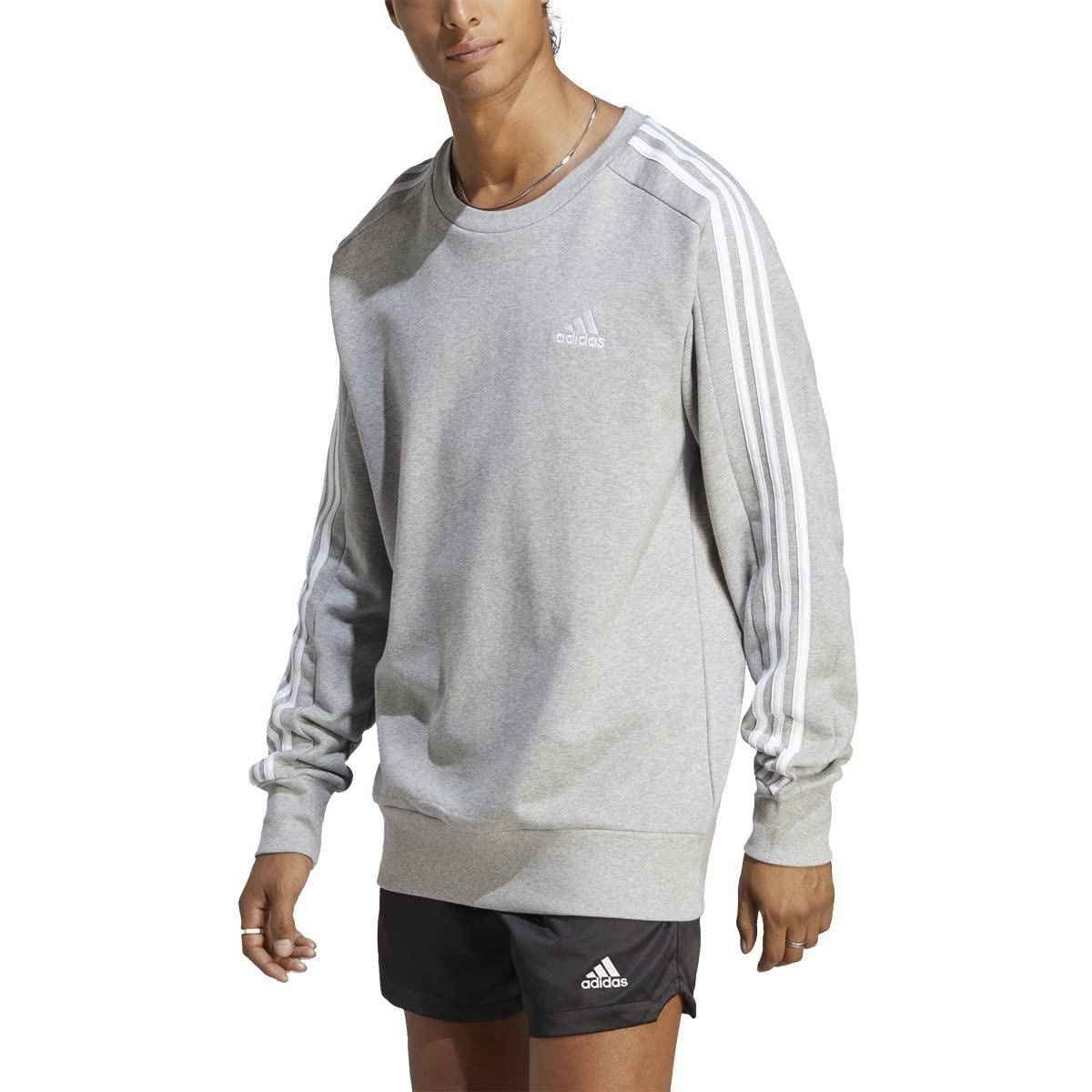 adidas Essentials French Terry 3-stripes Sweatshirt in Gray for Men | Lyst