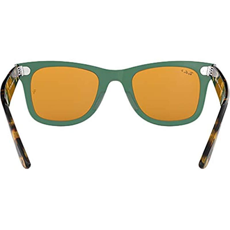 Ray-Ban Polarized Sunglasses, Rb2140 Wayfarer Pop in Green | Lyst