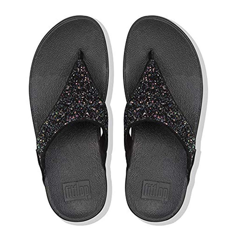 Fitflop Lulu Glitter Toe Thongs Black Mix Sandals | Lyst