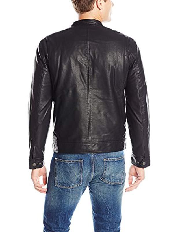 Men S Black Adison Faux Leather Moto Jacket