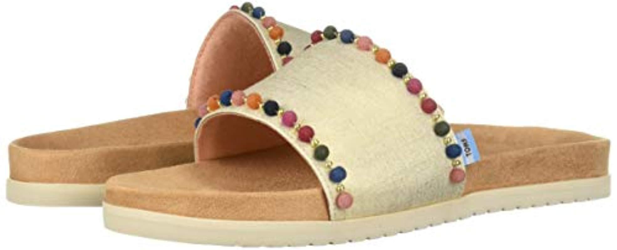 natural oxford pom poms women's viv sandals