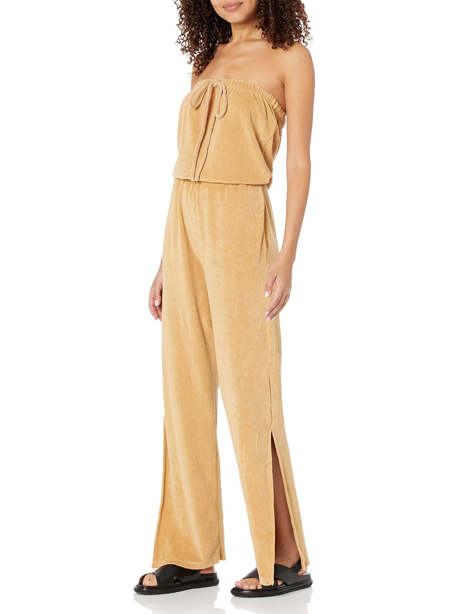 Monrow S Hr0145-terry Cloth Bandeau Jumpsuit in Natural | Lyst