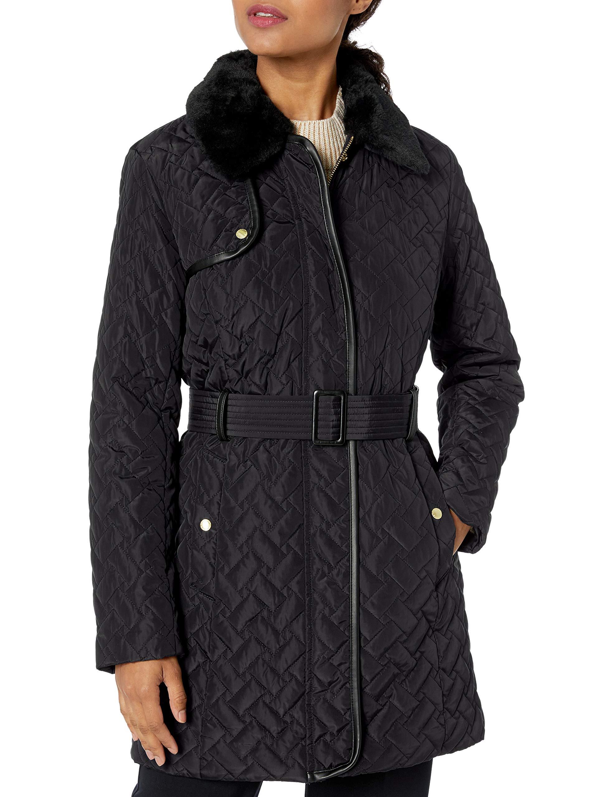 Cole Haan Quilted Trench Coat in Black - Lyst