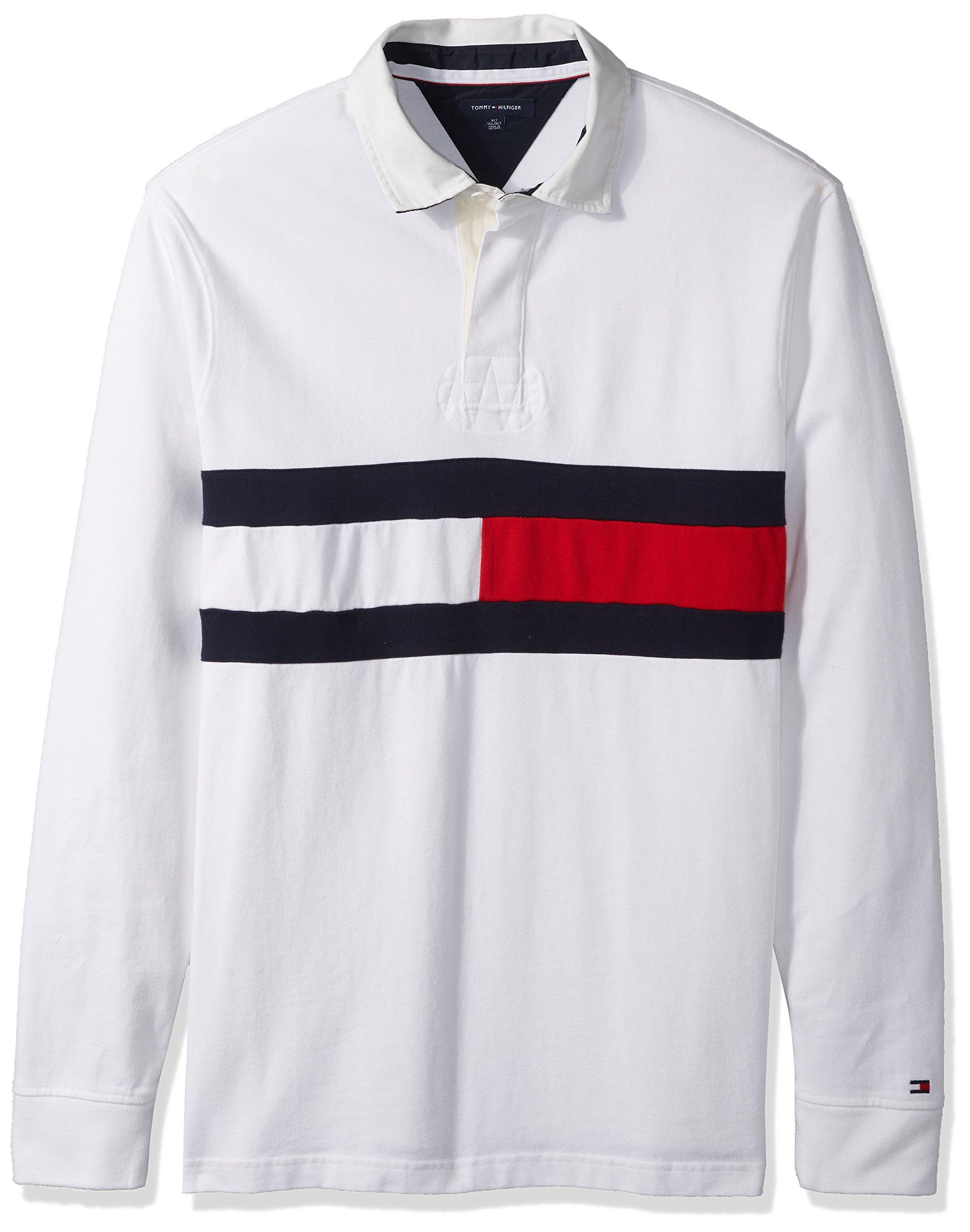 Tommy Hilfiger Mens Big and Tall Long Sleeve Polo Shirt with Rugby Flag 