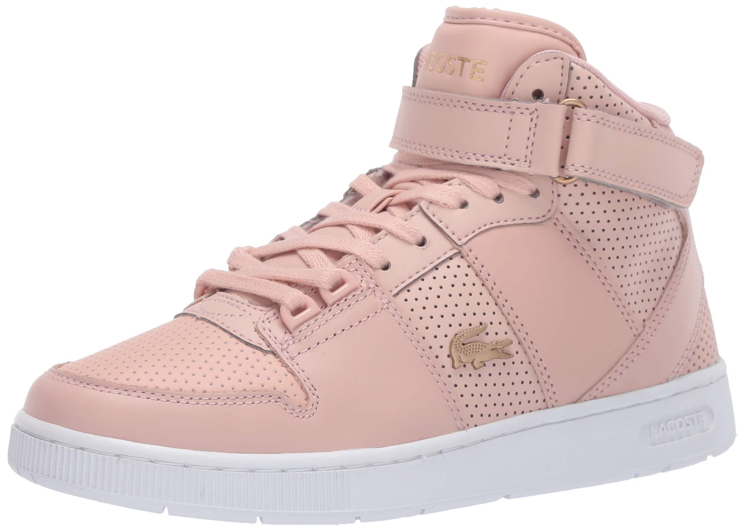 Lacoste Leather Tramline Mid Sneaker in Natural/White (Pink) | Lyst