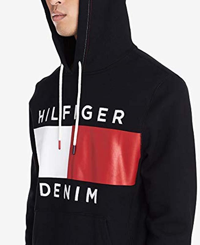tommy hilfiger brooks logo print hoodie